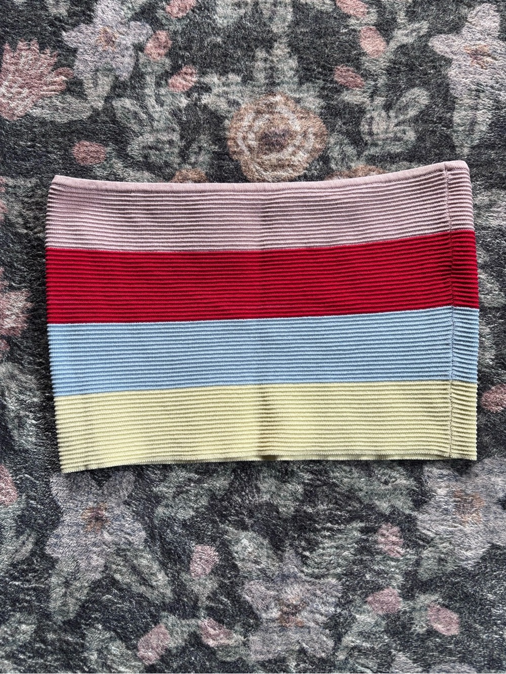 La Hearts Pink and Red Ribbed Stripe Tube Top